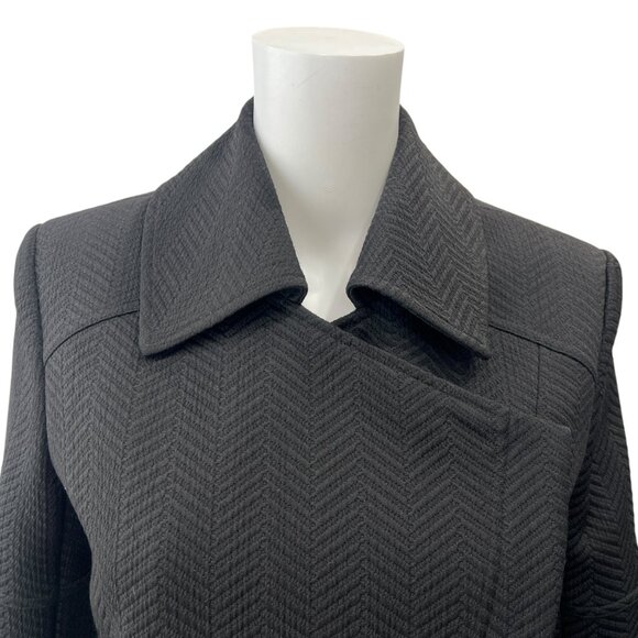 $318 Reiss Black Textured Asymmetric Zip Lyndon Jacket size 6 - Picture 5 of 13